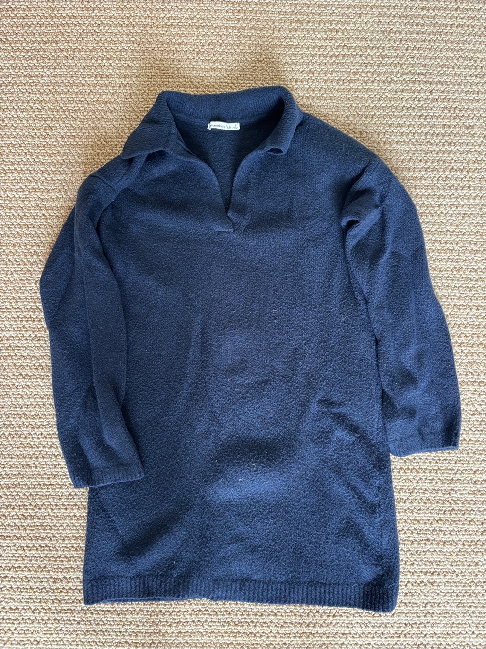 Abercrombie & Fitch Navy Textured Polo-Style Mini Dress